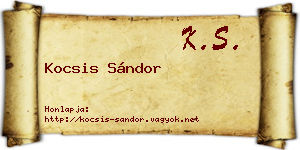Kocsis Sándor névjegykártya